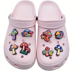 10pcs Colorful Mushroom Theme Croc Shoe Charms